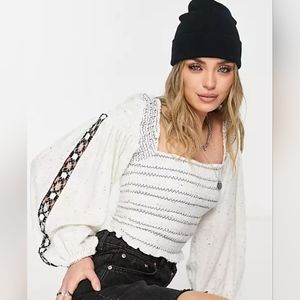 Free People - Maggie Embroidered Blouse in ivory, size L, NWT